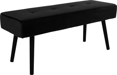 Produktbild von Bank aus schwarzem Samt mit schwarzen Beinen 100 x 35 x 44 cm