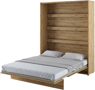 Obrázok produktu pre Nástenná posteľ Sklopná posteľ BED CONCEPT BC-12 Vertical 160x200 ARTISAN OAK Nástenná sklopná posteľ, sklopná šatníková posteľ, šatníková skriňa s integrovanou sklopnou posteľou, funkčná posteľ vrátane lamelového roštu