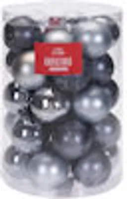 Immagine prodotto di Baubles natalizi 70mm in scatola di plastica - 33 pezzi - Colore: argento