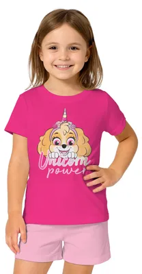 Produktbild von Paw Patrol Schlafanzug für Mädchen - Unicorn Power -  Kinder Pyjama Set Kurzarm Oberteil mit Hose Rosa/Pink 110-116
