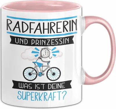 Produktbild von Radfahrerin Und Prinzessin Tasse Geschenk Für Eine Radfahrerin Geburtstag Was Ist Deine Superkraft (Rosa)