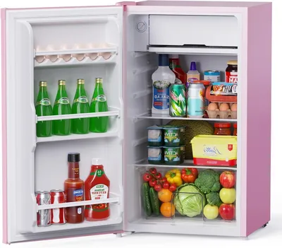 Produktbild von Kompakter Kühlschrank - Kleiner Kühlschrank - Getränkekühler - Energieeffizient, stilvoll - 91 Liter - Rosa