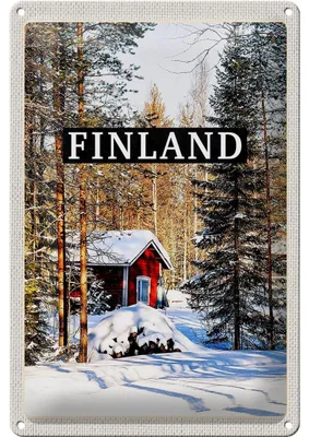 Produktbild von Blechschild Reise 20x30cm Finnland Winterzeit Schnee Wald