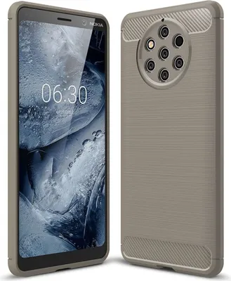 Produktbild von Nokia 9 Pure View TPU Case Carbon Fiber Optik Brushed Schutz Hülle Grau