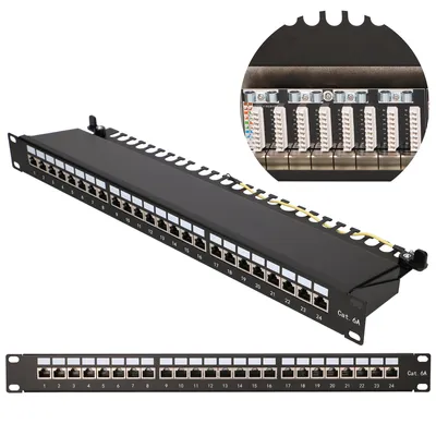 Produktbild von Extralink Patchpanel 24 Port CAT6A STP, 19" Rack, 1U, Netzwerk Patch Panel