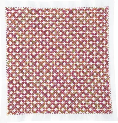 Produktbild von Olympus Hitomezashi Sashiko Stickpackung "Hana Fukin Kaku-Shippou", Stoff bedruckt, 34x34cm, Original aus Japan