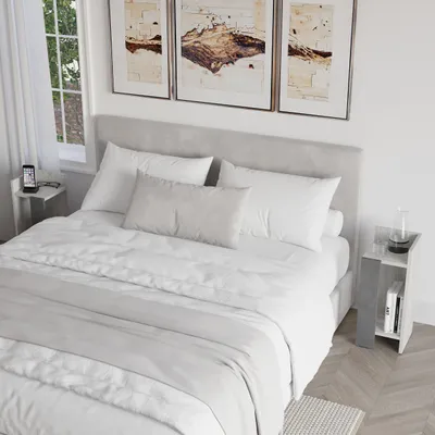 Produktbild von DECORTIE Elos Modern Nachttisch Set Altweiß Retro Grau, 27 x 25 x 60 cm