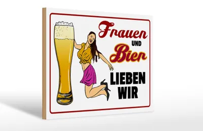 Produktbild von Holzschild Spruch 30x20cm Frauen und Bier lieben wir