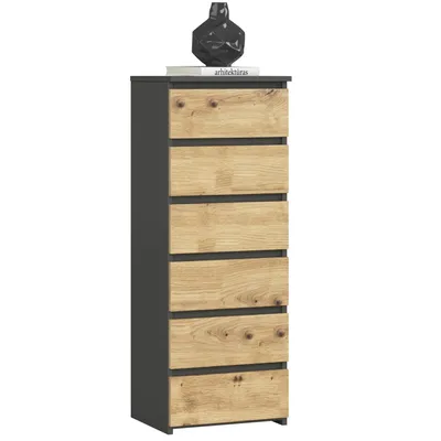 Produktbild von Kommode CL6 40 cm 6 Schubladen Schrank Wohnzimmer Schlafzimmer B40 x H109 x T35 cm Grau-Artisan