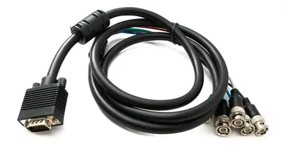 Immagine prodotto di SYSTEM-S Cavo VGA 180 cm da HD15 maschio a 5 BNC RGBHV maschio, adattatore coassiale nero
