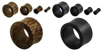 Obrázok produktu pre Sada 4 kusov drevených tunelov do uší, piercing, 6 mm