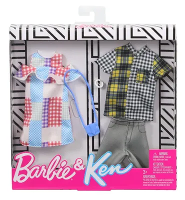 Produktbild von Mattel Barbie & Ken GHX72 5 tlg. Sommer-Kleidungsset Schultersfreie Kleid und Shorts inkl. Accessoires
