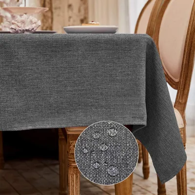 Produktbild von Tischdecke Abwaschbar Dunkelgrau 120 x 160 cm Leinenoptik Wasserdicht