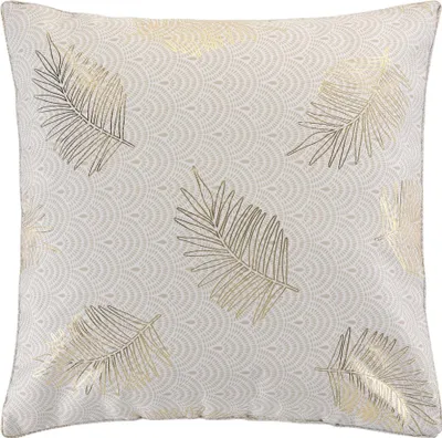 Produktbild von Dekokissen SUNNY mit Blätterdruck in Weiß-Gold, 60x60cm, mit Füllung und Reißverschluss