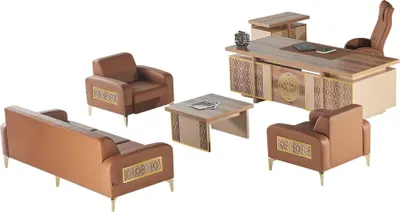 Image de Ensemble complet Bureau Sièges Rangement Bureau Marron
