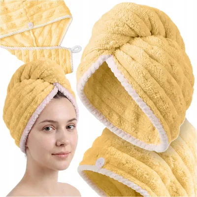 Produktbild von Mikrofaser-Turban, Haartuch, weich, extrem saugfähig, gelb