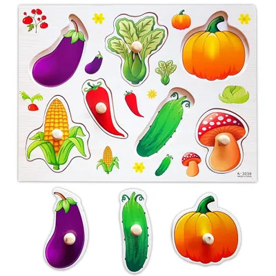 Zdjęcie produktu dla Drewniana Układanka Warzywa Montessori Edukacyjne Puzzle