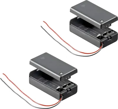 Produktbild von 2 Stück Batteriefach Schwarz mit Geschlossenes Gehäuse, EIN- und Ausschalter