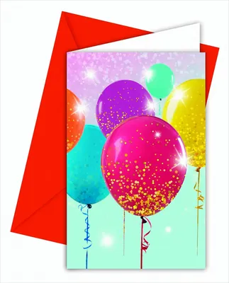 Produktbild von 12x Glitzernde Balloons Einladungskarten mit Umschlag