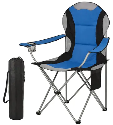 Productafbeelding van Campingstoel met hoge rugleuning, bekleed, inklapbaar, voor buitengebruik