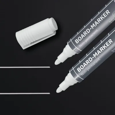 Produktbild von SIGEL BA715 Glasboard-Marker - trocken und feucht abwischbar - weiß - Rundspitze 2-3 mm - 2 Stück - für dunkle Glas-Magnetboards, geschlossenen Oberflächen