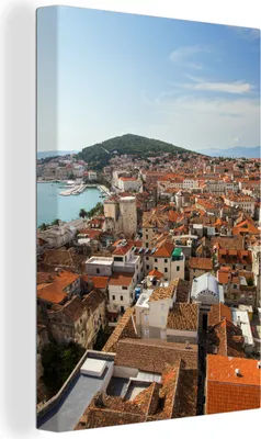 Obrázek produktu pro OneMillionCanvasses® - Obraz na plátně - 90x140 cm, Pohled na Spilt a Diokleciánův palác v Chorvatsku, Nástěnná umělecká dekorace - Fotografie na plátně - Obraz na - Nástěnná dekorace - Ložnice