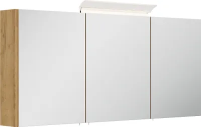Produktbild von Badezimmer Spiegelschrank 3-türig LED-Acryllampe 140cm Eiche Gold