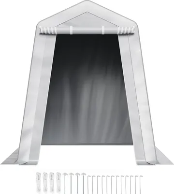 Obrázok produktu pre SucceBuy prístrešok na náradie 183x183x213 cm, garážový stan z PE materiálu, prístrešok na záhradu, garáž na bicykle, prístrešok na auto, garáž na motorku, kosačku a bicykel, sivá farba