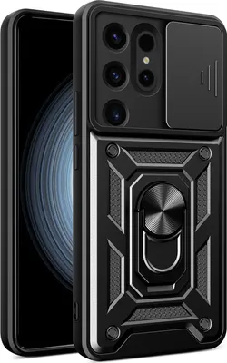 Produktbild von Galaxy S24 Ultra Hülle mit 360° Drehbarer Magnetische Ring Ständer Halter Dia Kameraschutz TPU Bumper Silikon Schutzhülle für Samsung Galaxy S24 Ultra Schwarz