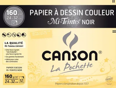 Image de CANSON Papier à dessin Mi-Teintes, 320 x 240 mm, noir