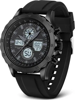 Produktbild von Sportuhr wasserdichte Militär Digitale Analoge Uhr, Aus Edelstahl Uhren mit Stoppuhr Alarm Licht Stündlicher Glockenschlag Multifunktions Armbanduhren