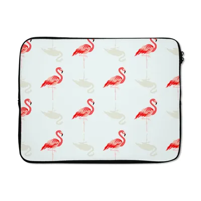 Produktbild von MuchoWow® Laptop Hülle 17 Zoll Laptoptasche Flamingo - Tiere - Muster - Zipper - Schutzabdeckung