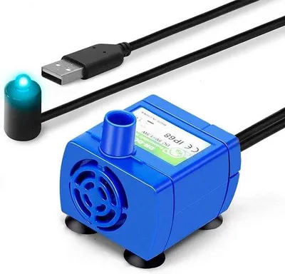 Obrázok produktu pre Automatické čerpadlo na vodu pre fontány pre mačky – s LED osvetlením – vhodné pre domáce zvieratá – tichý chod, trvalo prúdiaca voda – modré