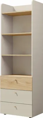 Produktbild von Tkmoebel YUKI 5 Bücherregal mit Schubladen, graubeige / Eiche geölt