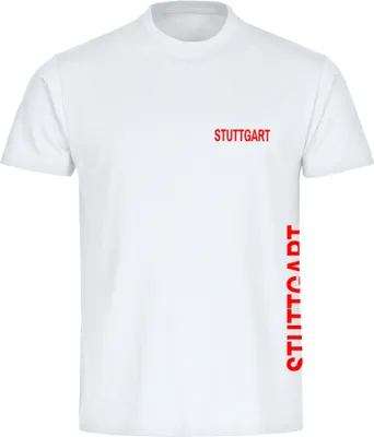 Produktbild von multifanshop Kinder T-Shirt - Stuttgart - Brust & Seite, weiß, Größe 140