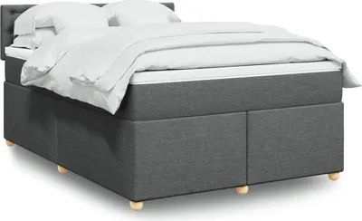 Produktbild von Design Boxspringbett mit Matratze Dunkelgrau 140x200 cm Stoff, Klassische Betten 2024 Neu