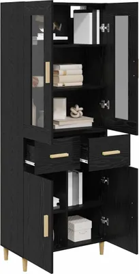 Obrázok produktu pre vidaXL Highboard čierny dubový vzhľad 69,5 x 34 x 180 cm materiál na báze dreva