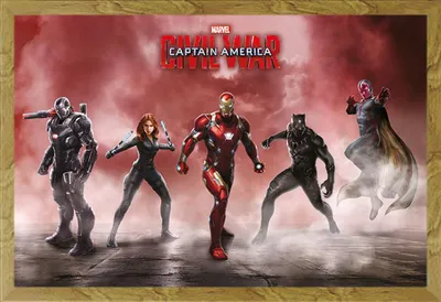 Produktbild von Captain America - Poster - Civil War - Team Iron Man + Wechselrahmen, Shinsuke® Maxi MDF Eiche, Acryl-Scheibe