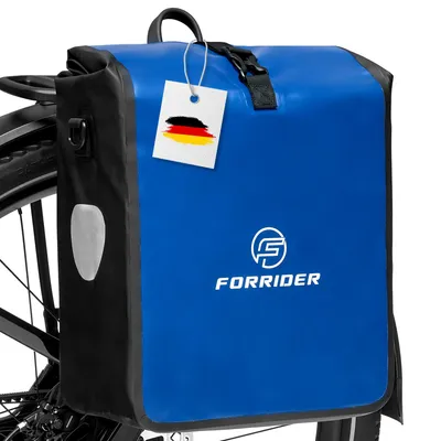 Produktbild von Forrider Fahrradtaschen Wasserdicht für Gepäckträger 22L Volumen mit Schultergurt - blau