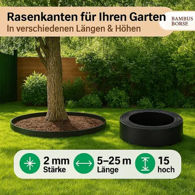 Produktbild von Beeteinfassung, Rasenkante (Stärke 2 mm, Höhe 15 cm ) aus HDPE Länge: 25 m*