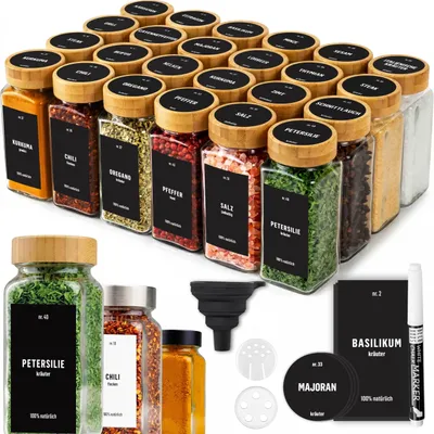 Productafbeelding van Set van 24 Kruidenpotjes met Schroefdeksel en Labels