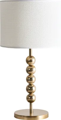 Produktbild von BELIANI Tischlampe Messing Metall mit Stoffschirm Trommelform 58 cm Hoch Modern Langes Kabel mit Schalter Schlaf- u. Wohnzimmer Beleuchtung