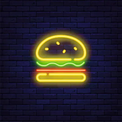 Produktbild von Glasbild Neon Hamburger 30x30 cm