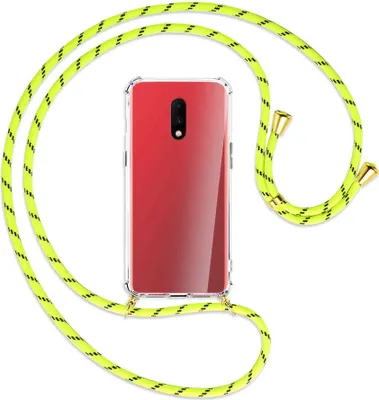 Produktbild von Handykette Backcover-Schutzhülle mit Band (Metall goldfarben) für OnePlus 7 - neongelb