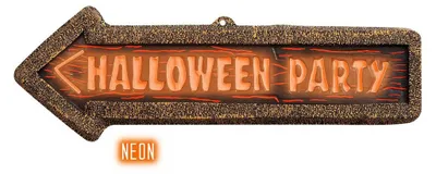 Produktbild von Halloween Party Hinweisschild - Orange Neonfarben 56 x 17 cm als Deko Schild