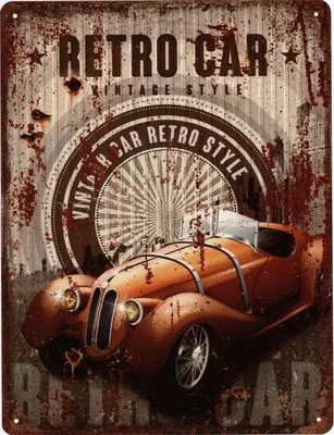 Zdjęcie produktu dla Moritz retro dekoracyjny blaszany znak retro samochód w stylu vintage pomysł na prezent wykonany z metalu w stylu vintage do dekoracji