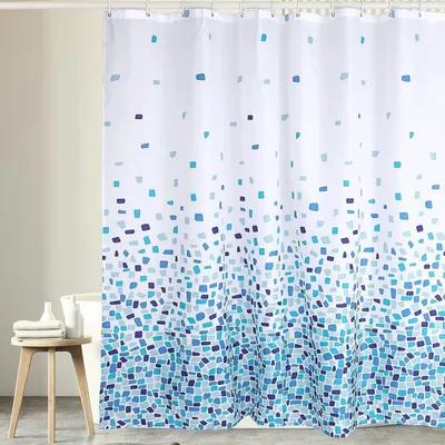 Zdjęcie produktu dla Omgoods - Wodoodporna zasłona prysznicowa z geometrycznym wzorem, 300 x 200 cm