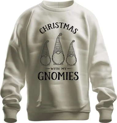 Produktbild von Christmas with my Gnomies Weihnachten Weihnachtswichtel Gnome Uni Sweatshirt Pullover, Natur, 3XL