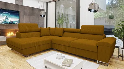 Produktbild von MIRJAN24 Ecksofa Cotere Cord, L-Form Eckcouch mit Schlaffunktion und Bettkasten (Farbe: Poso 01, Seite: Links)