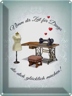 Produktbild von vianmo Blechschild 40x30 cm Nähen macht dich glücklich Spruch Zitat